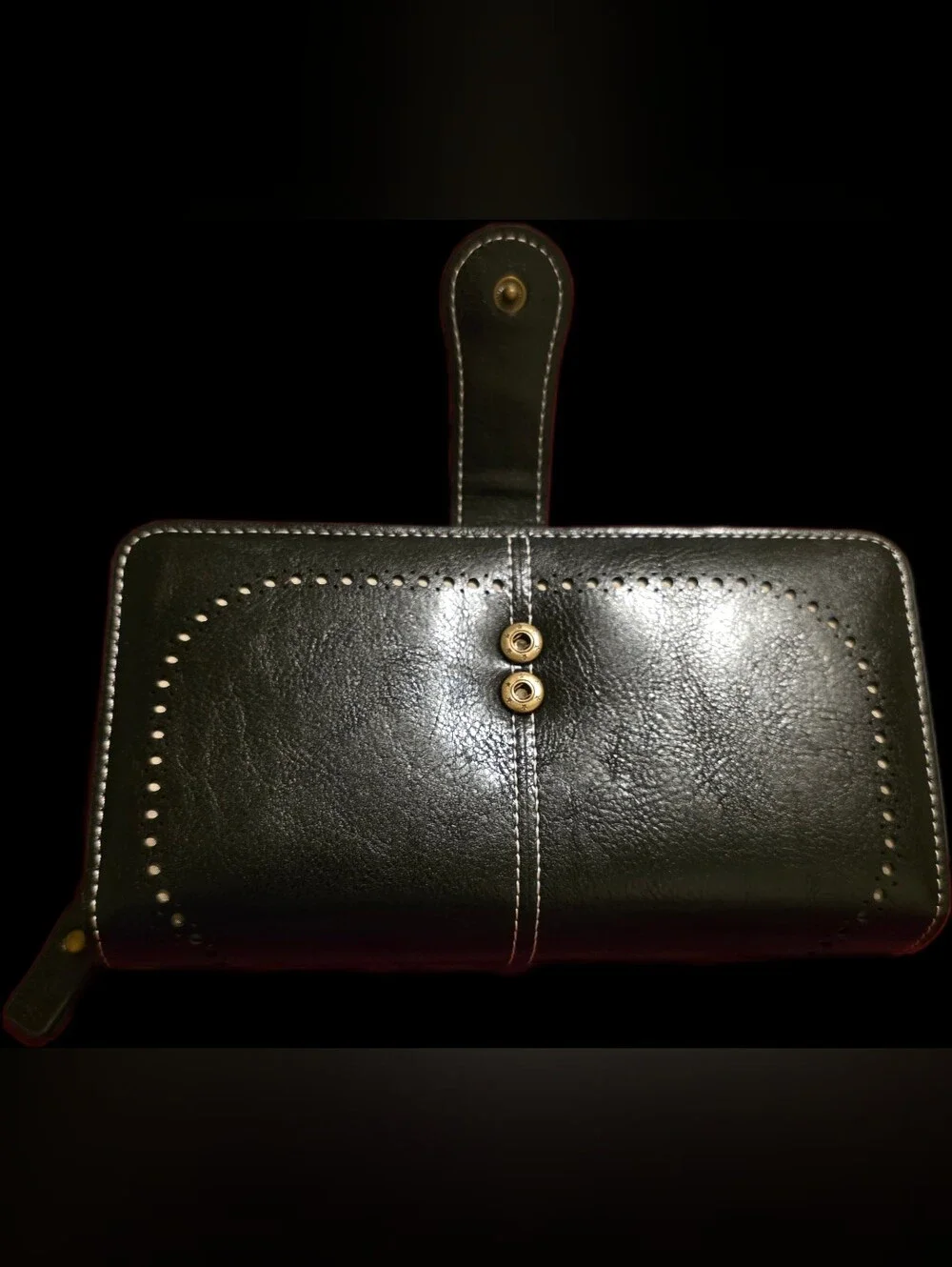 Black Wallet with Contrast Stitching